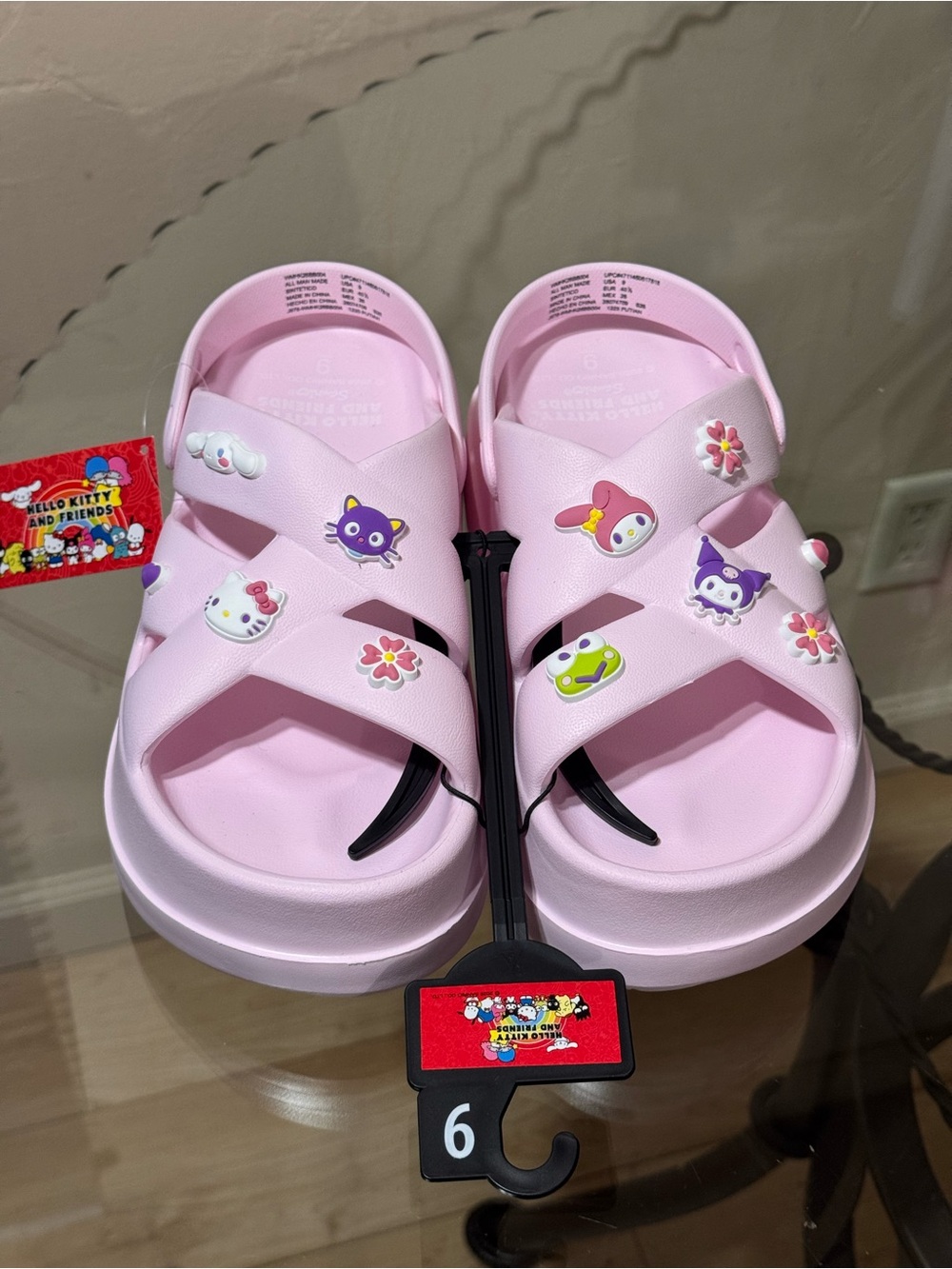 Sanrio Pink Woman Platform Slide Sandals with Character Charms